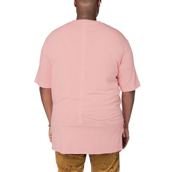 Oublier Varsity V Neck Longline Tee Rose Pink Oversized Mens Big & Tall Size XL - Picture 12 of 12